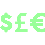 An icon showing different types of currency.